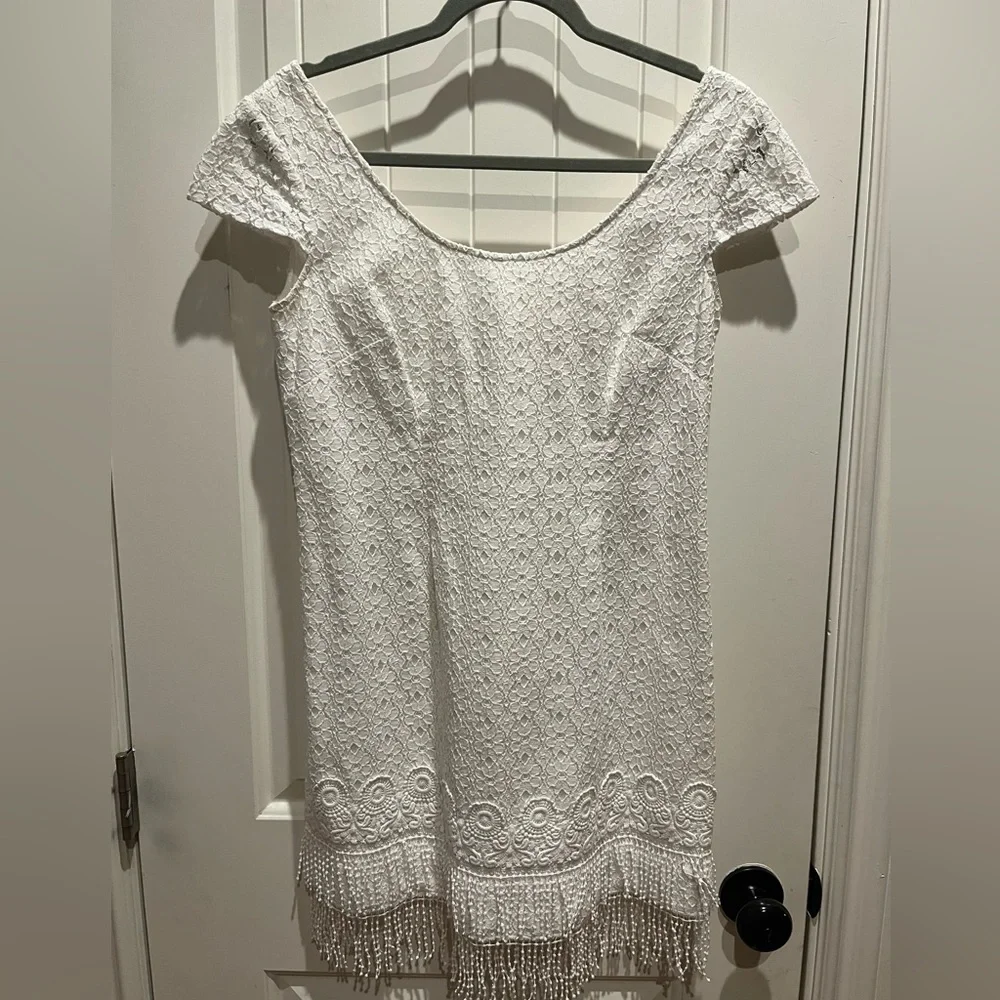 Lilly Pulitzer Ivory Lace Fringe Mini Dress - Picture 2 of 4